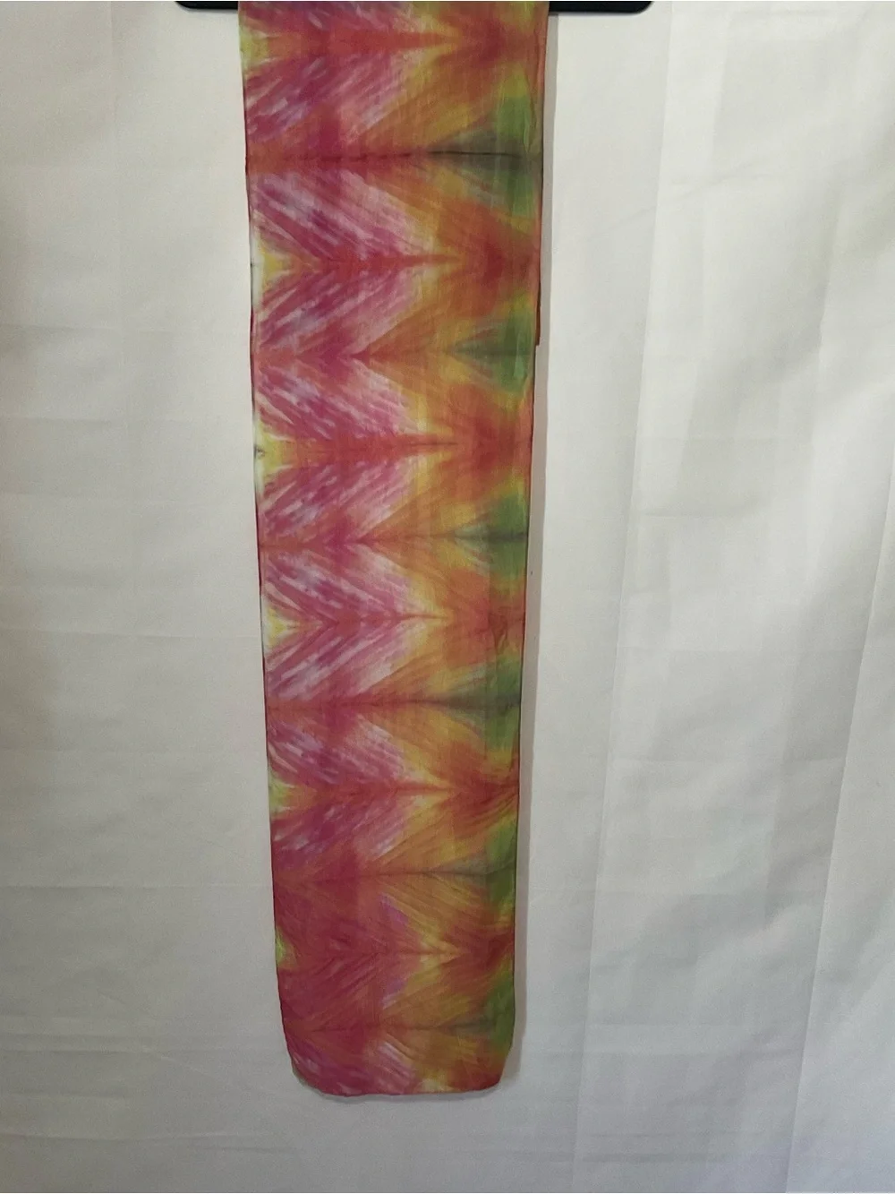 Vibrant Watercolor Oblong Silk Scarf in Pink, Yellow & Green